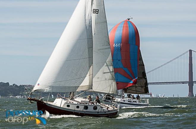 Sarah Sherertz and Kaya Westling win Single Handed Division one on the Pacific Seacraft Dasein's Den... But on closer exam, there are two bodies aboard and one is clearly male - Single-handed Sailing Society Corinthian Race © Erik Simonson www.pressure-drop.us http://www.pressure-drop.us